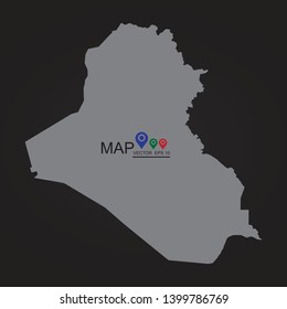 Map of Iraq, Iraq vector map isolated on white background. High detailed silhouette illustration. - Vector
