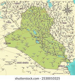 Mapa del estilo de fantasía vintage de Iraq