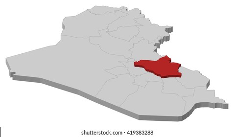 Map - Iraq, Wasit - 3D-Illustration