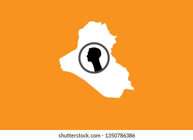 Map of Iraq white with colored background, Iraq map with date tree inside
