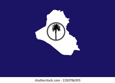 Map of Iraq white with colored background, Iraq map with date tree inside