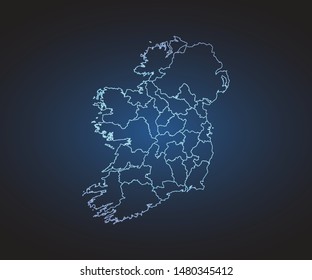 Map of Ireland - Abstract mash line and point scales on circuit dark background. symbol for your web site design map logo, app, ui,Travel. Vector illustration eps 10.