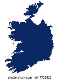 Map of Ireland in blue colour