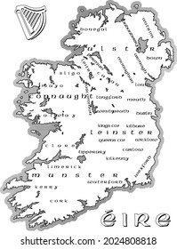 Map of Ireland with the counties names