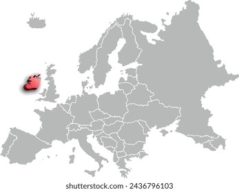 map of IRELAND with the countries of EUROPA 3d isometric