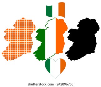 map of Ireland in different colors on a white background 