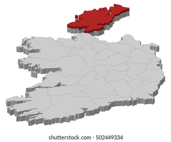 Map - Ireland, Donegal - 3D-Illustration