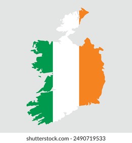 map of Ireland with flag, vector illustration	