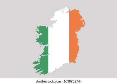 map of ireland with flag,vector illustration