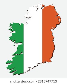 Map of Ireland with Flag.Vector Illustration.