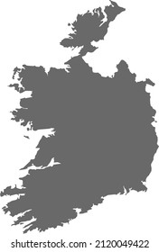 Map of Ireland. High res (300dpi). Highly detailed border representation. Web mercator projection. Scalable vector graphic. For web and print use. Border and fill colors can be changed in eps format.