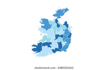 Mapa de irlanda aislado estilo colorido moderno. para diseños de Sitio web, fondo, educación, preciso, personalizable, Viajes por todo el mundo, mapa silueta de fondo, geografía de la tierra, política, informes.