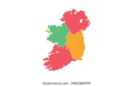 Map of Ireland isolated modern colorful style. for website layouts, background, education, precise, customizable, Travel worldwide, map silhouette backdrop, earth geography, political, reports. 