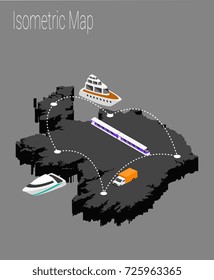 Map Ireland isometric concept. 3d flat illustration of Map Ireland.