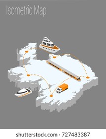 Map Ireland isometric concept. 3d flat illustration of Map Ireland.