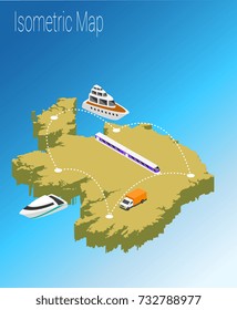 Map Ireland isometric concept. 3d flat illustration of Map Ireland.