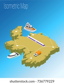 Map Ireland isometric concept. 3d flat illustration of Map Ireland.