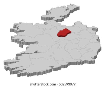 Map - Ireland, Longford - 3D-Illustration