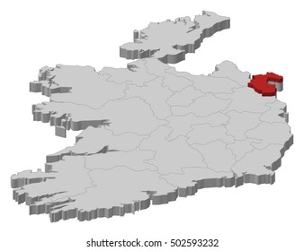 Map - Ireland, Louth - 3D-Illustration