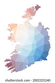 Mapa de Irlanda. Baja ilustración policial del país. Diseño geométrico con rayas. Tecnología, Internet, concepto de red. Ilustración vectorial.