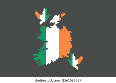 Map of Ireland with the national flag of Ireland, Ireland flag vector graphic, Ireland country flag is a symbol of freedom, vector illustration
