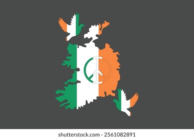 Map of Ireland with the national flag of Ireland, Ireland flag vector graphic, Ireland country flag is a symbol of freedom, vector illustration
