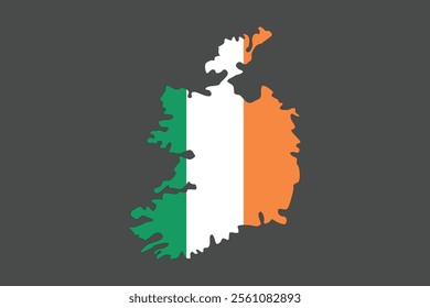 Map of Ireland with the national flag of Ireland, Ireland flag vector graphic, Ireland country flag is a symbol of freedom, vector illustration
