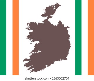 Map of Ireland on background with flag