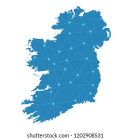 Map of Ireland from Polygonal wire frame low poly mesh,Ireland map Vector Illustration EPS10.