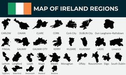 Map of Ireland regions outline silhouette graphic element Illustration template design

