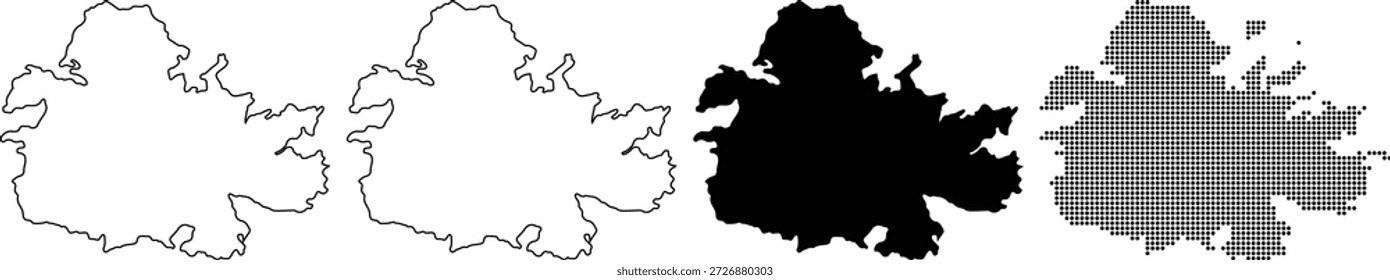 Map of Ireland in Various Styles and Formats for Geographic Use