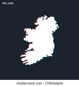 Map of Ireland Vector Design Template On Dark Background.