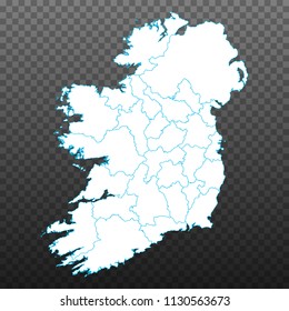 Map of Ireland. Vector illustration on transparent background. Items are placed on separate layers and editable. Vector illustration eps 10.