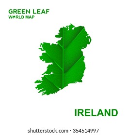 Map Of Ireland,Nature green leaf, vector illustration