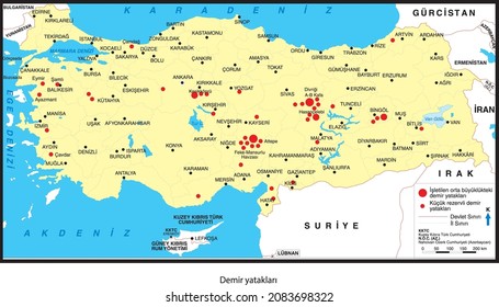 Map of iron deposits in Turkey