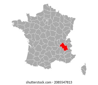 Map of Isere in France on white