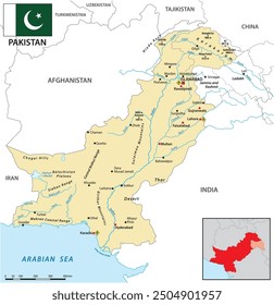 Mapa de la República Islámica de Pakistán