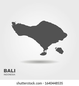 Map of the island of Bali. Indonesia. Flat vector icon with shadow