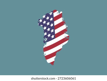 Mapa de la isla de Groenlandia con la textura de la bandera de los Estados Unidos