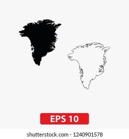Map of the island of Greenland. Vector