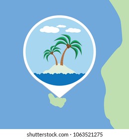 Map and island icon, vector illustration