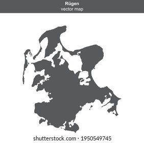 map of Rügen island on white background