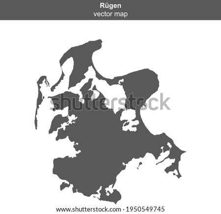 map of Rügen island on white background