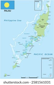 Map of the island state of Palau in the subregion of Micronesia