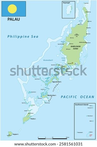 Map of the island state of Palau in the subregion of Micronesia