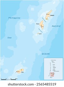 map of the islands Saipan, Tinian, Rota, Northern Mariana Islands