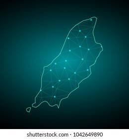 Map of Isle of Man. Wire frame 3D mesh polygonal network line, design sphere, dot and structure. communications map of Isle of Man. Vector Illustration EPS10.