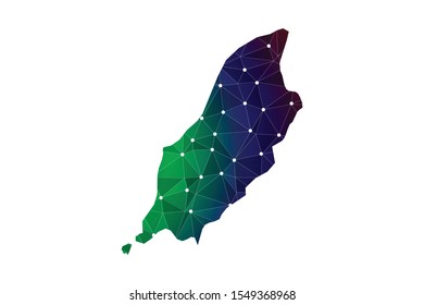 Map of Isle of Man. Wire frame 3D mesh polygonal network line, design sphere, dot and structure. communications map of Isle of Man. Vector Illustration EPS10.