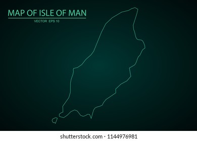 Map of Isle of Man,Green map on dark background of map of Isle of Man symbol for your web site design map. Vector illustration eps 10.