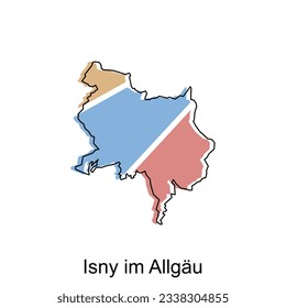 Map of Isny Im Allgau modern outline, map of German country colorful vector Design Template